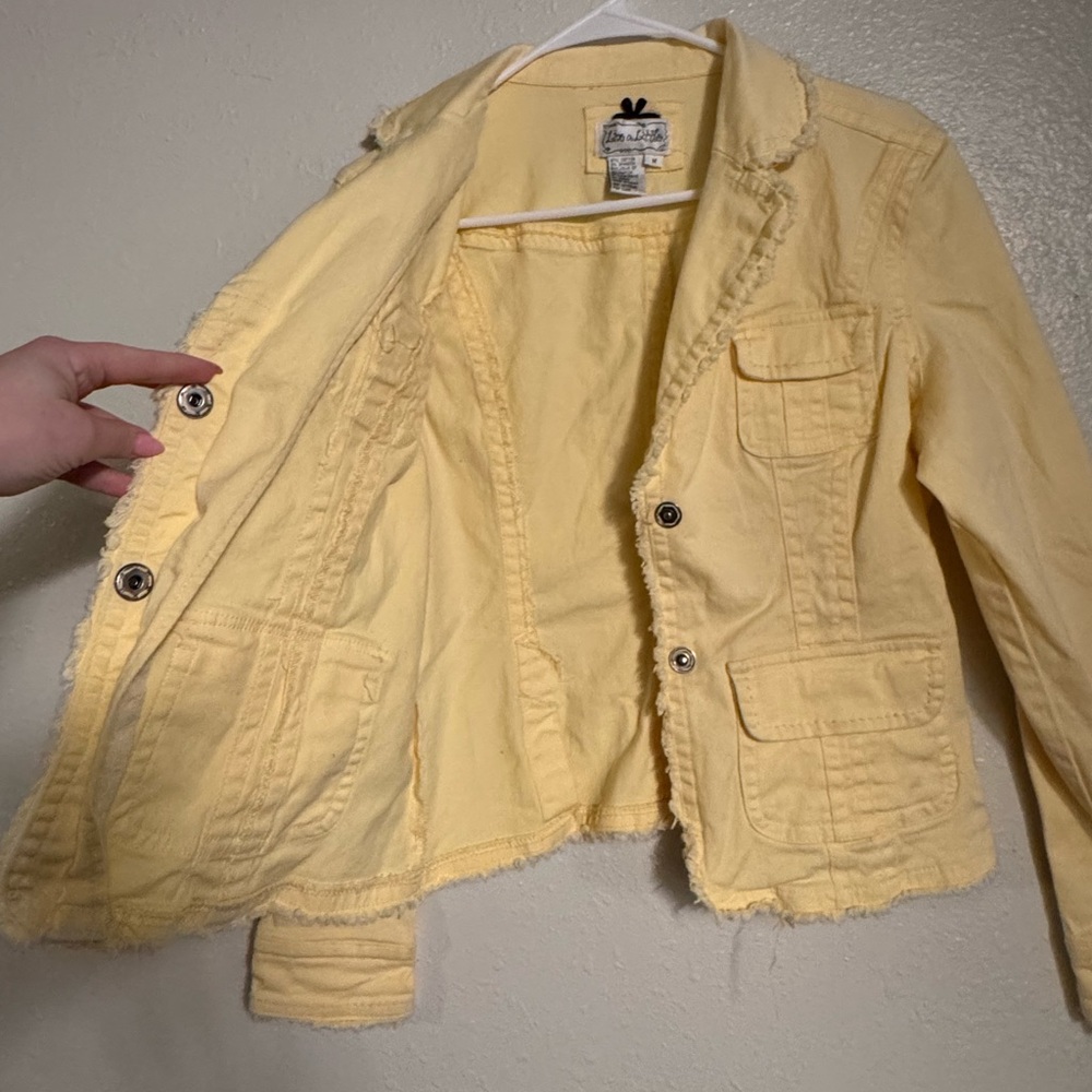 Live a Little Butter Yellow Distressed Jean Jacket - Picture 4 of 8